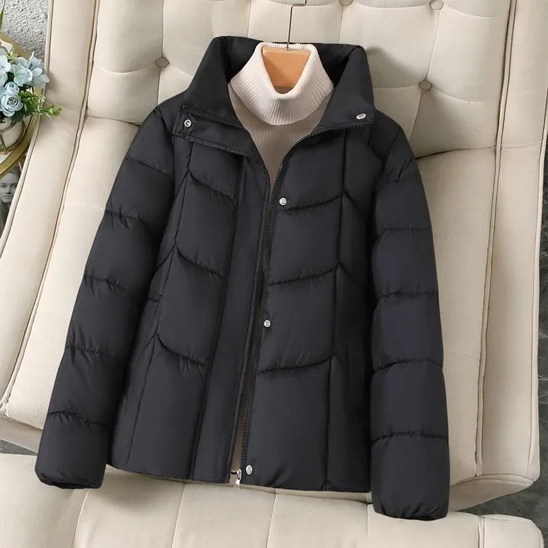 

Chic Short Thick Warm Parka New Autumn Winter Short Down Cotton-Padded Jacket Women's Short Overcoat Korean Loose Cotton Coat