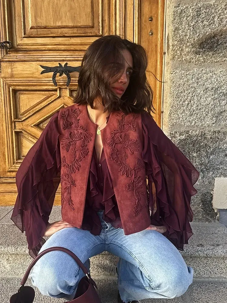 NERHEFZ, camiseta sin mangas informal para mujer, chaleco con efecto de textura de gamuza de otoño, chaleco de gamuza sintética, Tops sin mangas para mujer, chaleco femenino