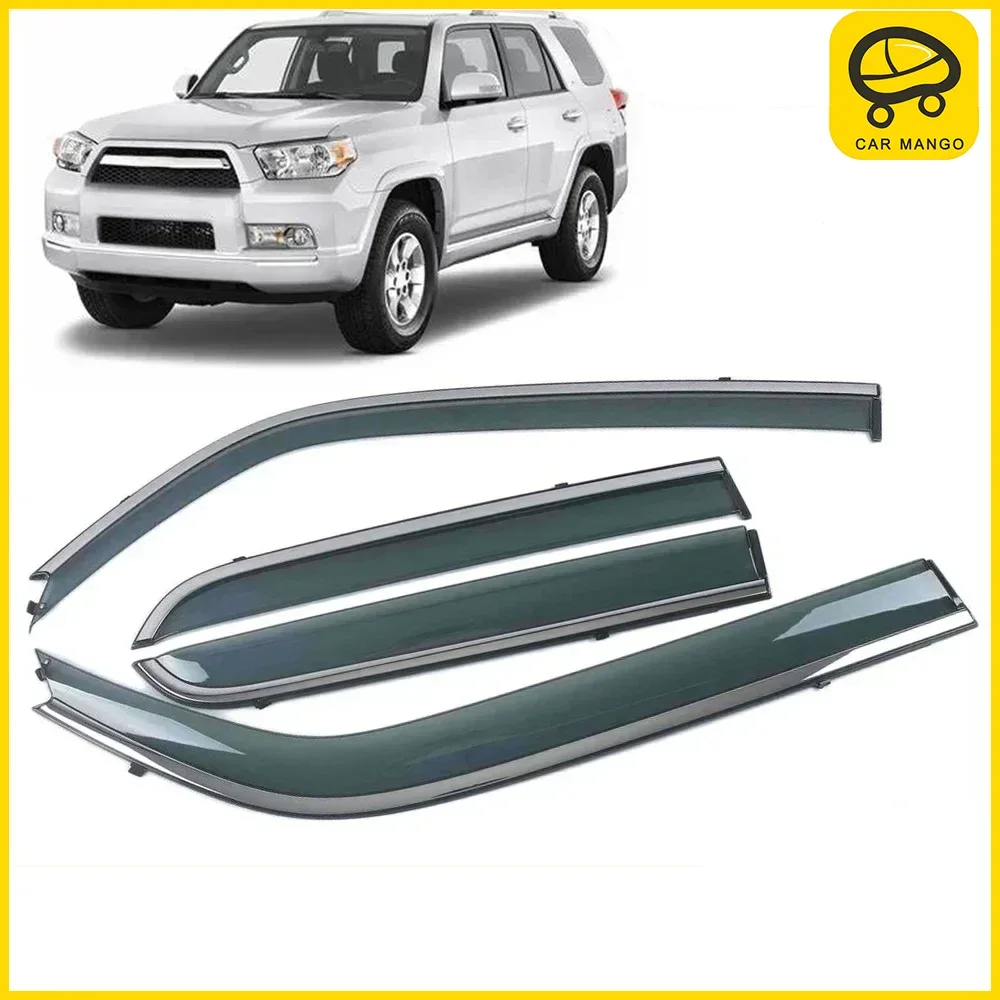 

Chrome Strips Rain Guards for Toyota 4Runner (N280) 2010-2018 Window Visor Wind Deflectors Door Visor Vent Shades Ventvisor