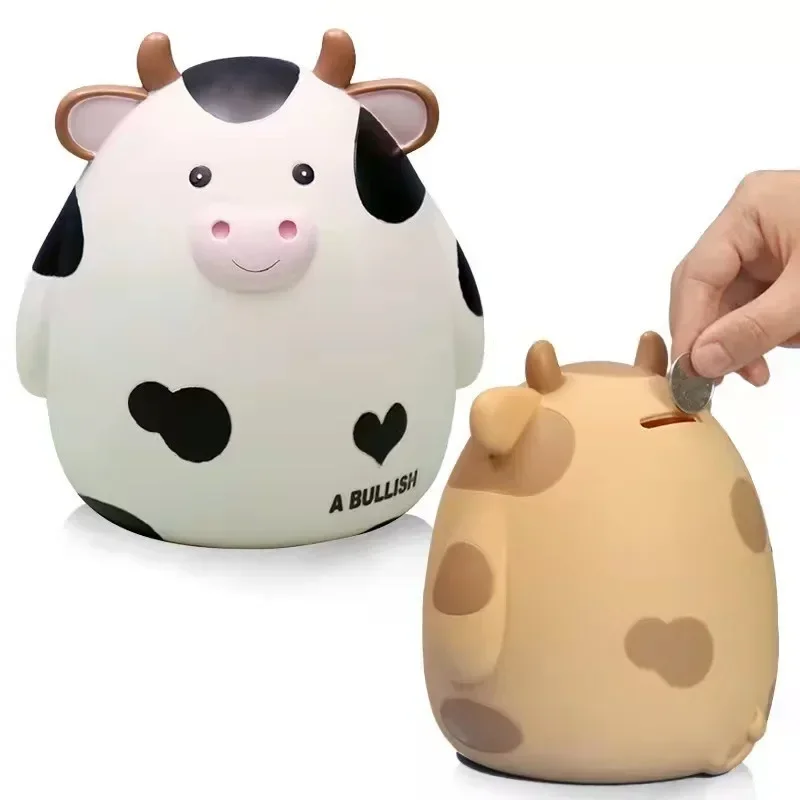 Cow Piggy Bank, Kids Money Bank for Boys, Plastic Animal Banks Birthday for Boys Girls, Adult Coin Saving Boxes Home Decoration