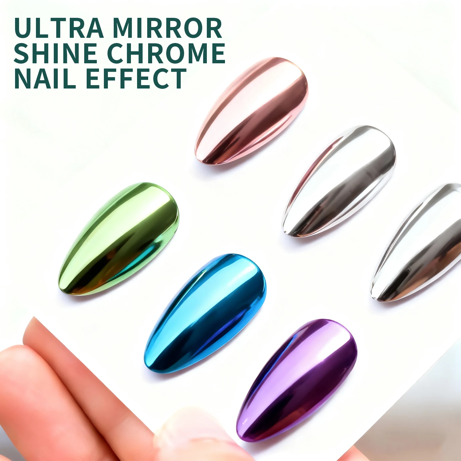 Nailpop Chrome Powder Top Coat Glitter Powder Color Metallic Effect Nail Glitter UV Light Gel Polish Chrome Dust Nail Art 15ml