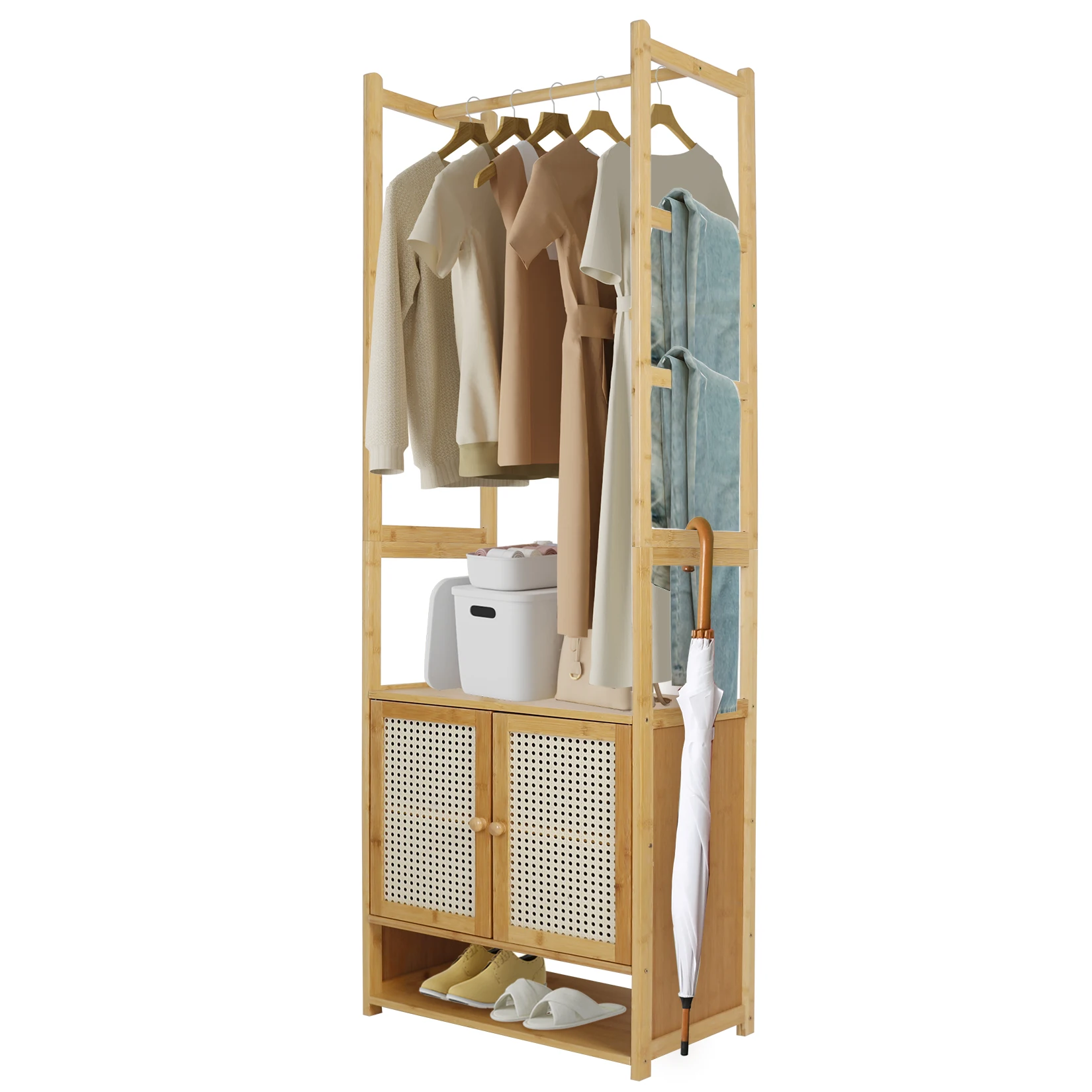 

Clothes Rail with Rod and Storage Shelf Multifunctional Garment Rack for Bedroom Heavy Duty Coat Rack Stand with Drawes