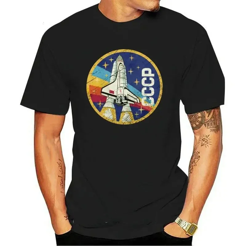 New Vintage CCCP T Shirt Men Space Rocket Tshirt USSR Soviet Union T-shirt O-neck Short Sleeved Streetwear Cotton Tee Tops Gift