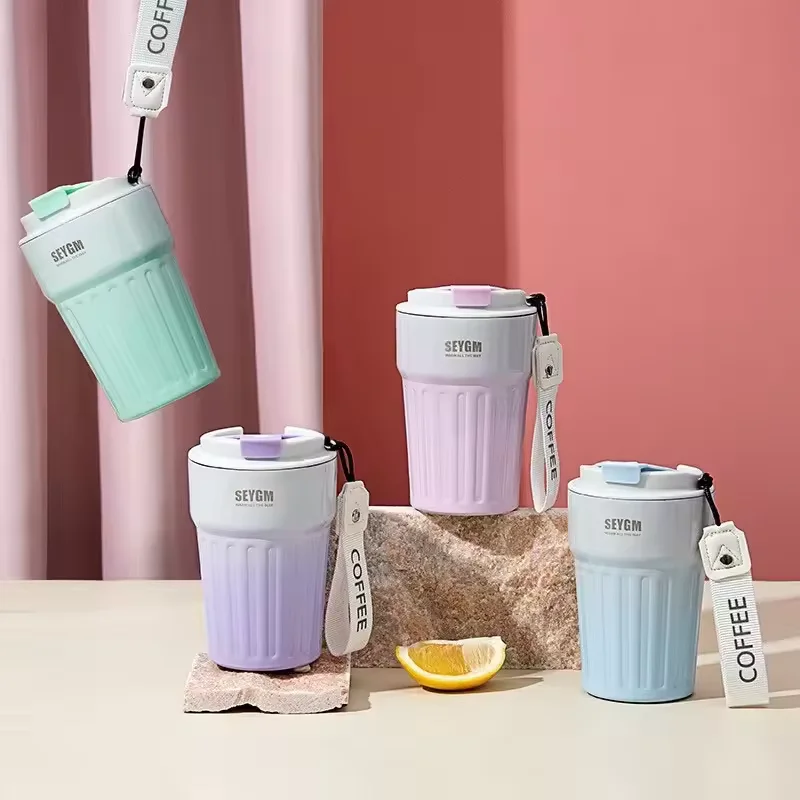 400ML Stainless Steel Thermo Water Bottle Simplicity Double-Layer Coffee Cup Insulated Cup Vacuum Cup Keep Gradient Color Mug
