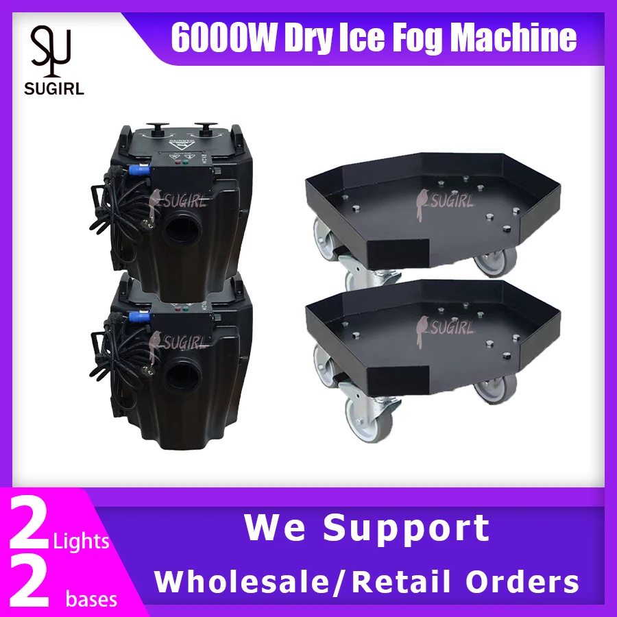 0 Tax 2Pcs NEW 6000w Dry Ice Machine Fogger Machine Low Ground Lying First Dance Ice Machine With 2 Trays For Wedding Show