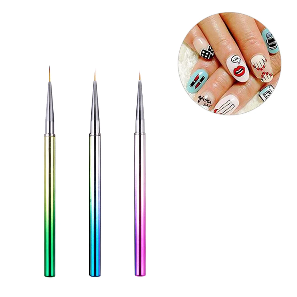 

3pcs Nail Art Brush Set for Drawing Lines Patterns Flowers Detail Paint Brushes Artificial Tool Paiting Nails Thin