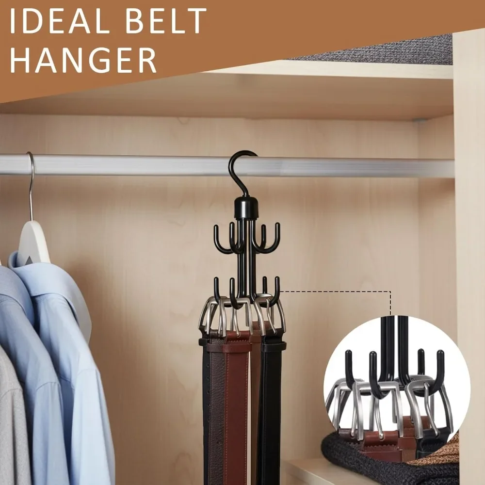

Rotating Belt Hooks for Closet, Plastic Belt Hanger, Multi-Purpose Organizer for Tie Scarf Bra