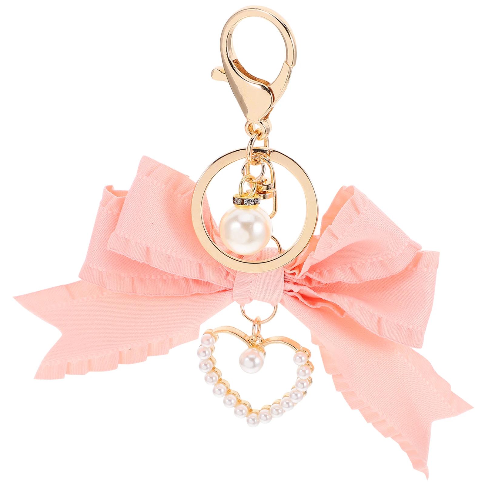 

Faux Bowknot Keychain Oversized Heart Charm Fashion Accessories Women Keychains Backpack Wallet Purse Car Keys