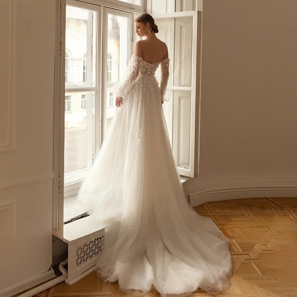 Backless Wedding Dresses A-line Long Sleeves Lace Muslim Dubai Saudi Arabia Israel Bridal Gowns Vestido De Novia Customized