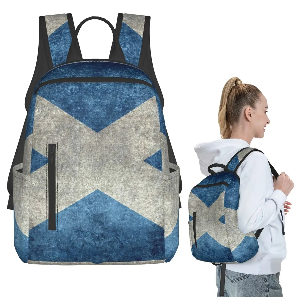 

Flag Of Scotland - Grungy Vintage Version Backpack Student Boys Girls BookBag School Bag Laptop Shoulder Bags for Men Women
