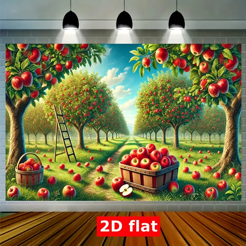 Vintage Apple Orchard Tapestry Wall Hanging Canvas Rustic Farmhouse Autumn Harvest Decor Large Art Print for Nursery Living Room