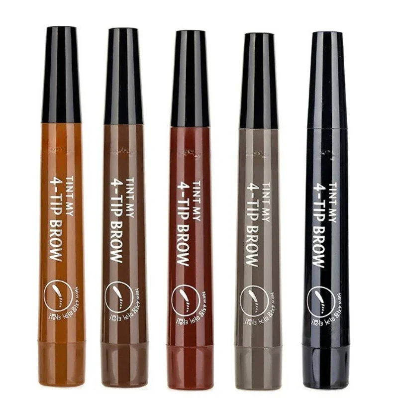 5 Colors Microblading Eyebrow Pen Waterproof Liquid Eyebrow Pencil Long Lasting Eyebrow Tattoo Pen 4 Oints Brow Pen Cosmetics