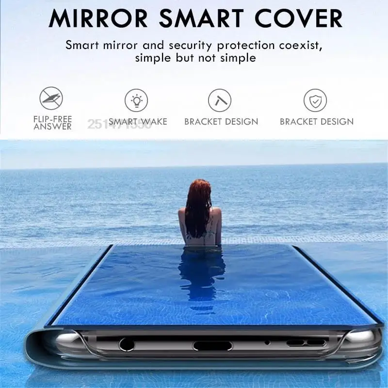 For Samsung Galaxy A16 Case Smart Mirror Magnetic Flip Covers For SamsungA06 A 06 16 5G Bracket Shockproof Protect Funda Cover 