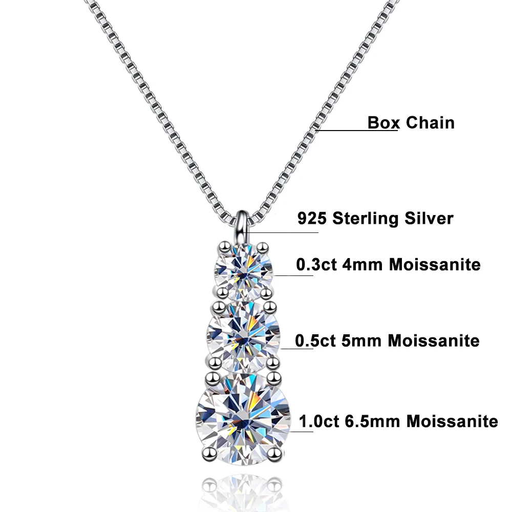 4.8cttw Moissanite Jewelry Set For Women D VVS1 Diamond 100% 925 Sterling Silver 18K Plated Pendant Necklace Stud Earring Gifts