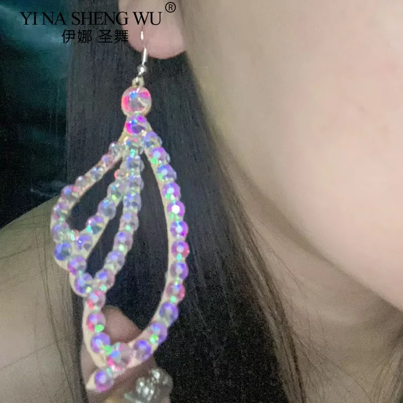 Accessorio per la danza del ventre per donne Bambini Danza del ventre Pietre AB Orecchini Accessori per ragazze Bollywood Prop India Dance Rave
