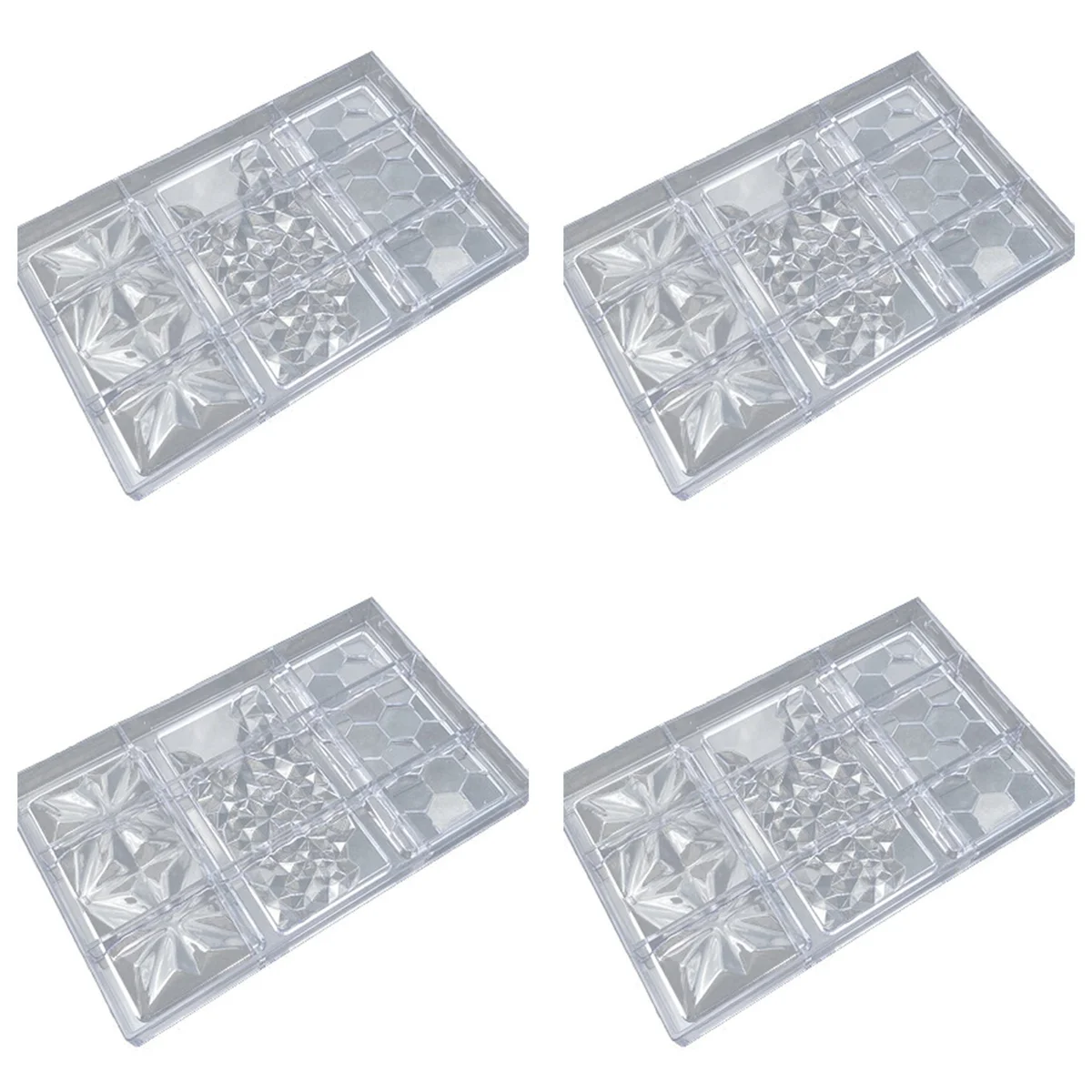 

4X Chocolate Cadny Bar Mold Polycarbonate Chocolate Mould Plastic Baking Pastry Cake Mold Bonbon Confectionery Tool