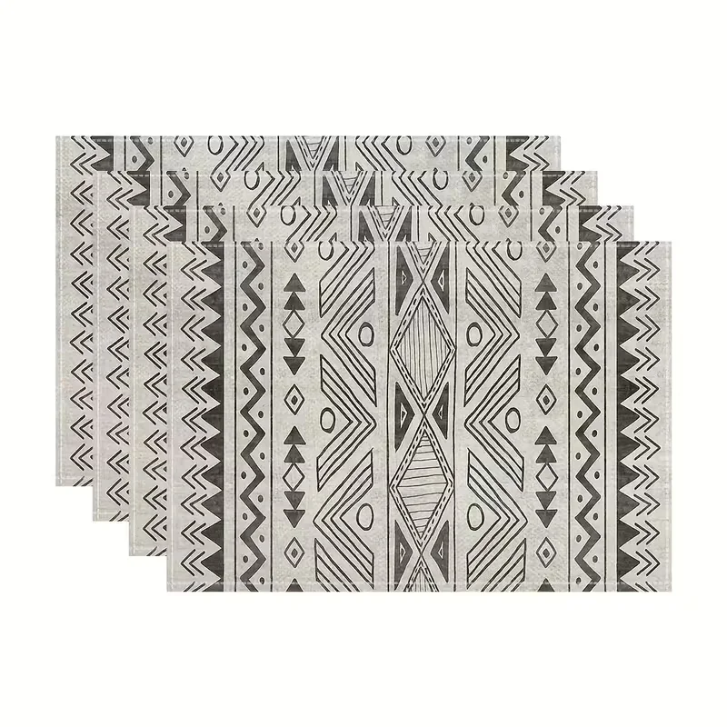 Pink Grey Plaid Placemats Soft Tartan Checkered Table Mats Modern Farmhouse Nordic Home Decor Placemat for Daily Dining Table