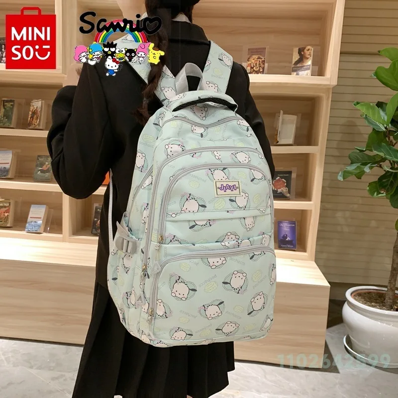 Imagem -02 - Miniso Sanrio Mochila Feminina de Nylon para Estudante Bolsa de Viagem de Grande Capacidade Bolsa Casual Cartoon de Alta Qualidade Nova Moda