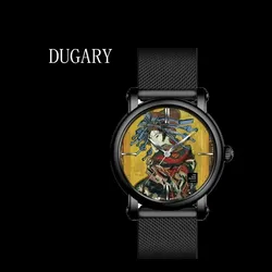 DUGARY Fashion quartz watch van gogh oil painting for men stainless steel high-quality Wristwatches Relogio Masculino Clock