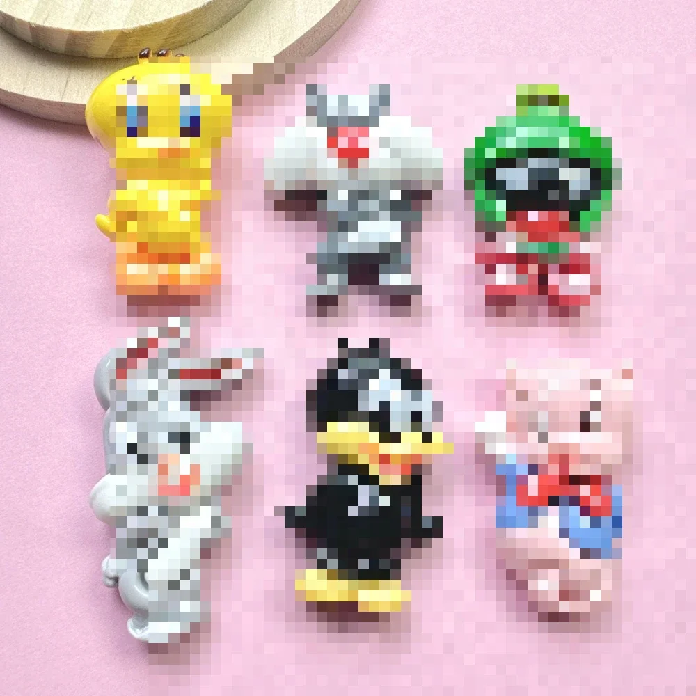 5pcs Cute Duck Rabbit Cartoon Resin Flatback Supplies Handmade Resin Charms for Diy Kawaii Resin Accessories Crafts Materials