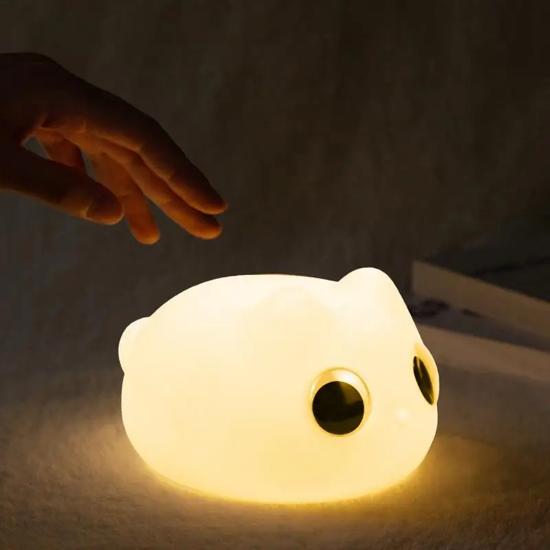 

Cat Night Light Rechargeable Desk Lamp Silicone Animal Night Light Room Decor Tap Control Table Lamp Nightlight For Kids Boys