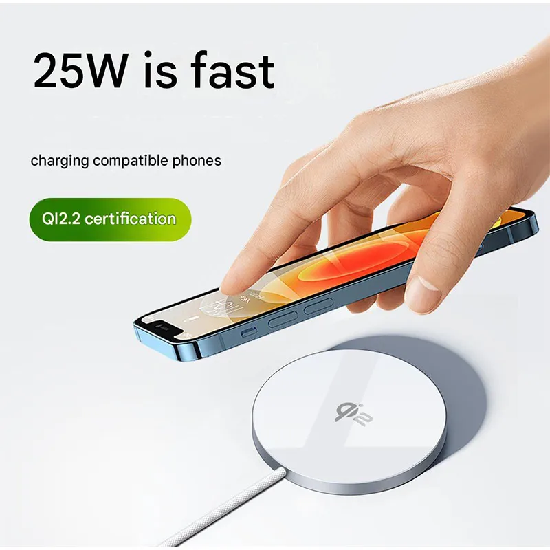Qi2 Magnetic Wireless Charger 25W Fast Charging Ultra-thin Magnetic Induction For Iphone 17 16 Pro Max 5W Airpods Xiaomi Huawei