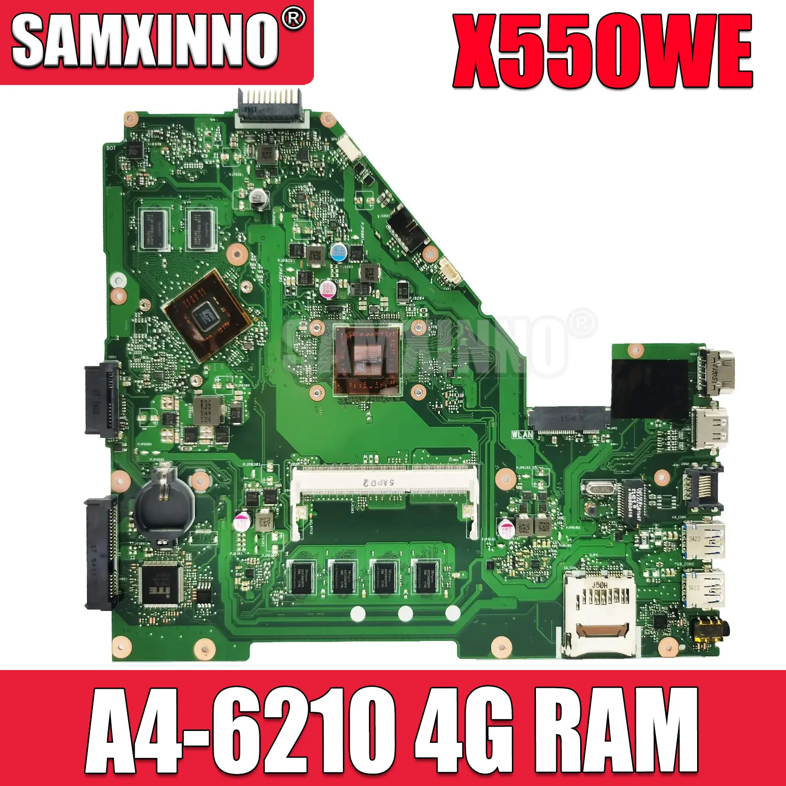 

X550WE Laptop Motherboard with A4-6210 CPU 4GB RAM For ASUS F550W X550WEK X550WAK X552W X550WA Notebook Mainboard