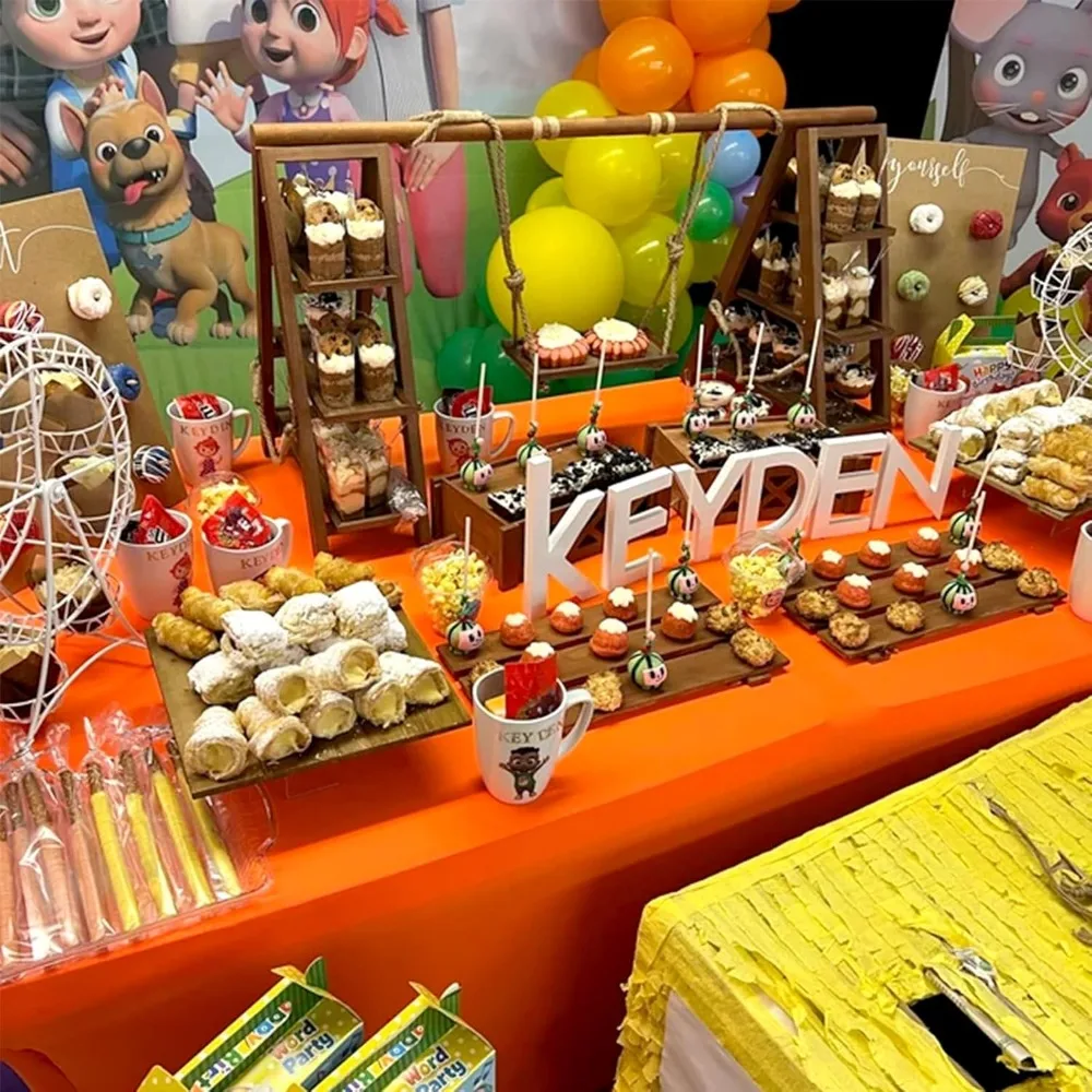 حامل كب كيك من 3 طبقات - حامل عرض خشبي للحلويات والفواكه والمكسرات والجبن - صواني قابلة للإزالة وحامل قابل للطي - مثالي لـ