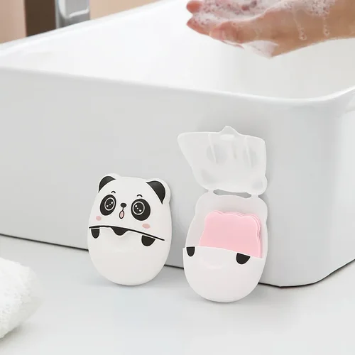 Papel de jabón desechable Panda, jabón de baño portátil para lavado de manos, papel de viaje, espuma aromática, desinfección, papel de jabón, limpiador corporal
