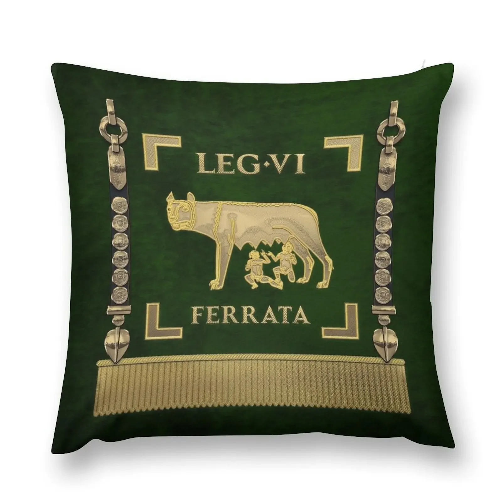 

Standard of the Sixth Ironclad Legion - She-Wolf Vexillum of Legio VI Ferrata over Green Throw Pillow