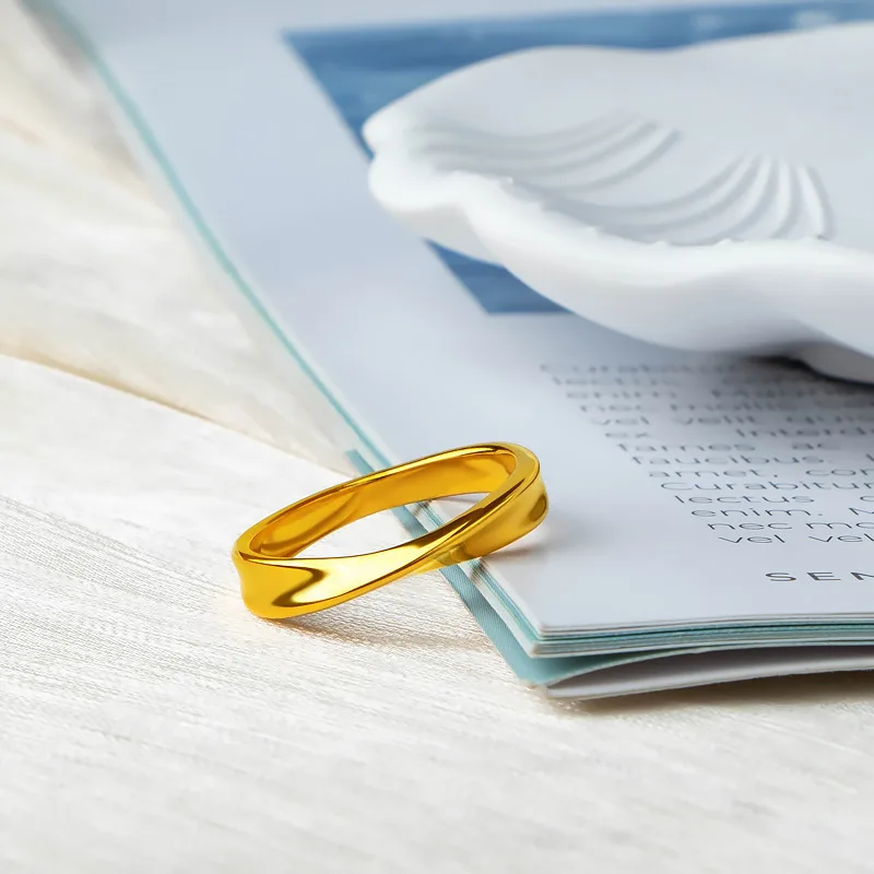 Mobius Ring Charm Stainless Steel Twist  Wedding Ring Infinite Love Gifts Chic Minimalist Gold Women Girls Fashion Rings