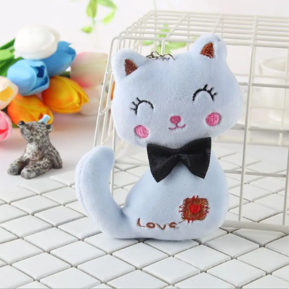 12cm Wedding Ornaments Gift Cat Children Kid Stuffed Animal Plush Toy Key Chain Bag Pendant