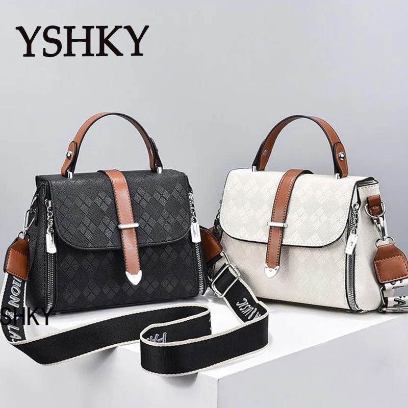 New shoulder Bag for 2024 women leather Women\'s Handbags Fashion Splicing color bump shoulder bags personality wome straddle bag