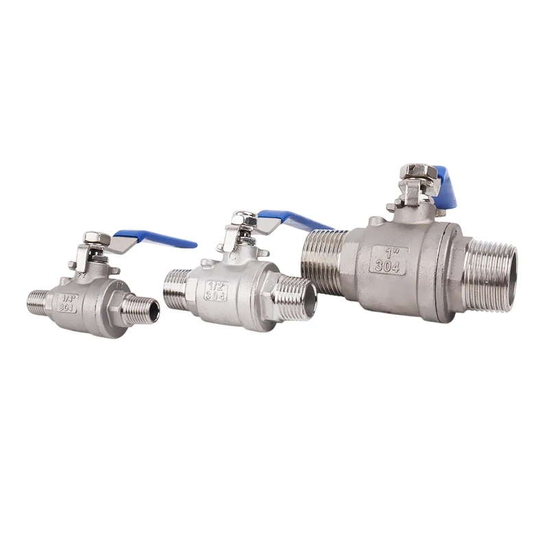 304 stainless steel external wire ball valve two-piece Manual Male thread water pipe valve switch