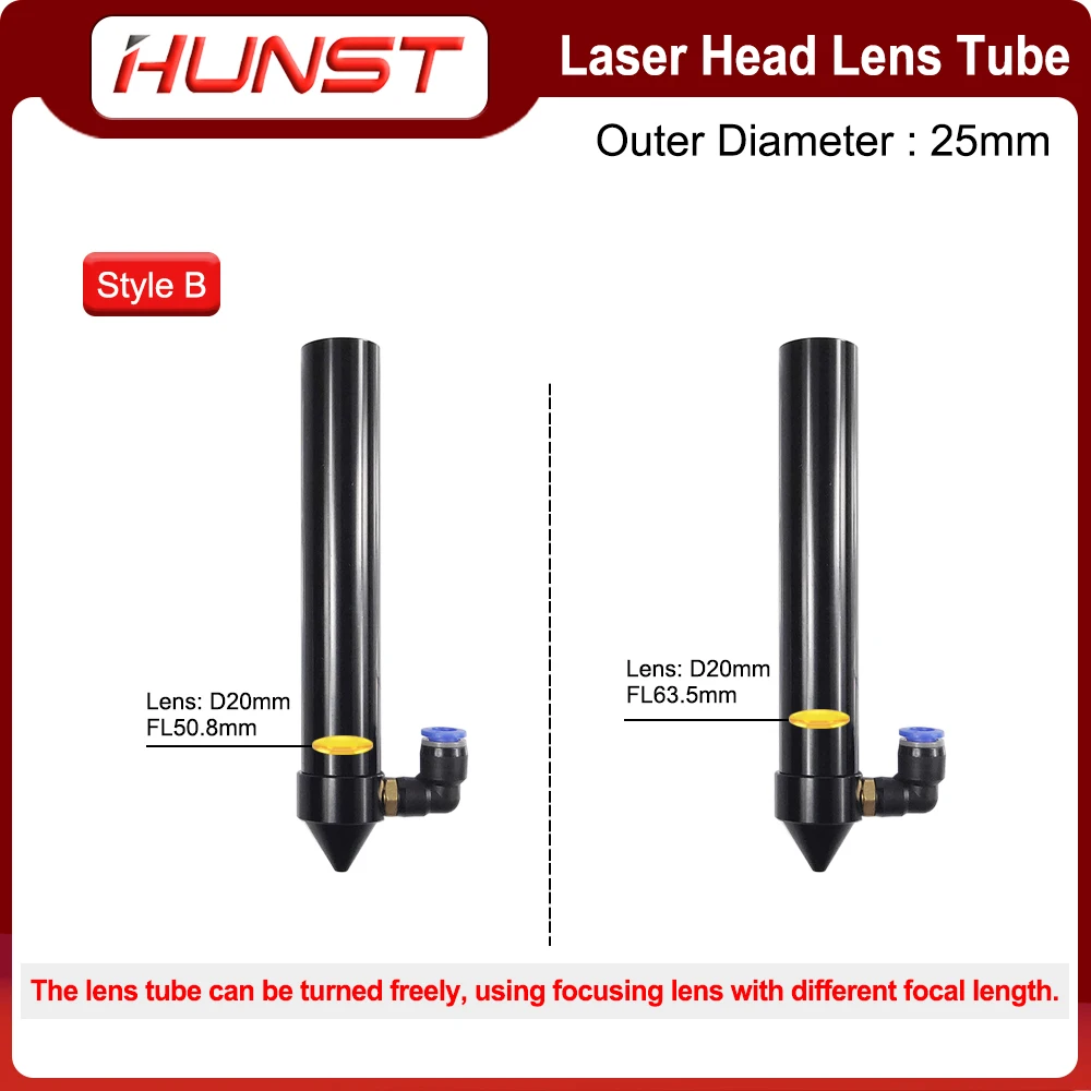 HUNST CO2 Laser Head Lens Tube Air Nozzle For Laser Output Lens Diameter 20mm Focal Length 50.8/63.5mm Engraving Cutting Machine