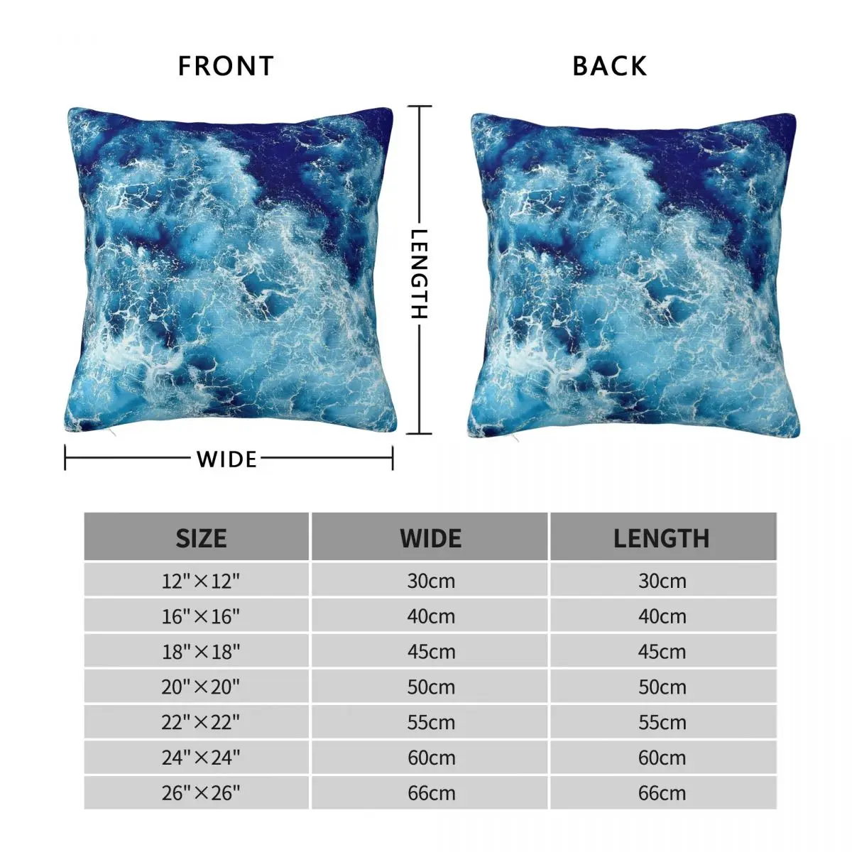 Blue Ocean Waves Spain Square Pillowcase Polyester Linen Velvet Creative Zip Decorative Pillow Case Sofa Cushion Cover