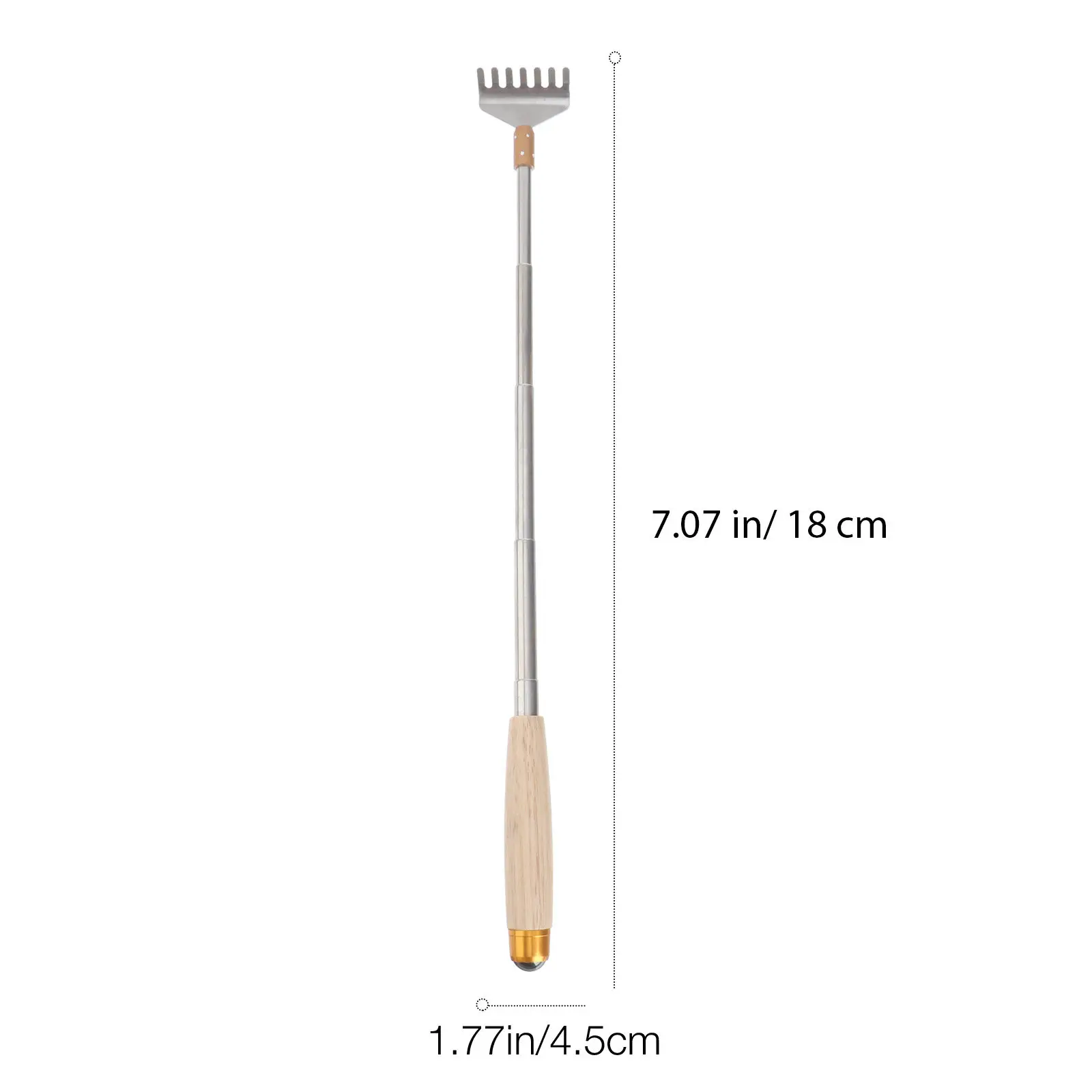 Back Scratcher Telescoping Extendable Long Wooden Handle Itch Relief Massager Tool Stainless Steel Body Scratcher Retractable view 5