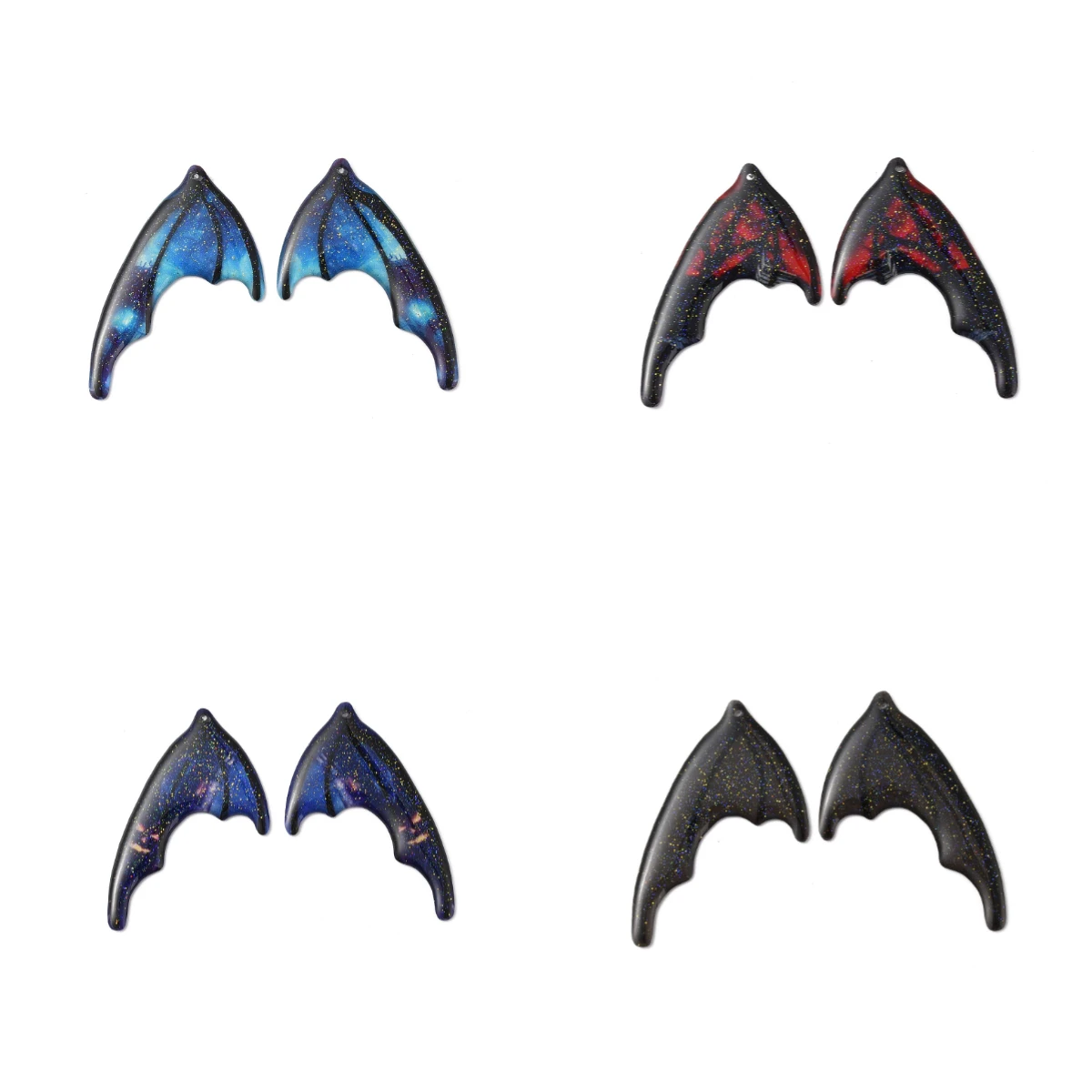 1 Pairs Translucent Resin Glitter Powder Wing Charms Pendants for Women DIY Jewelry Earring Necklace Accessories Gifts