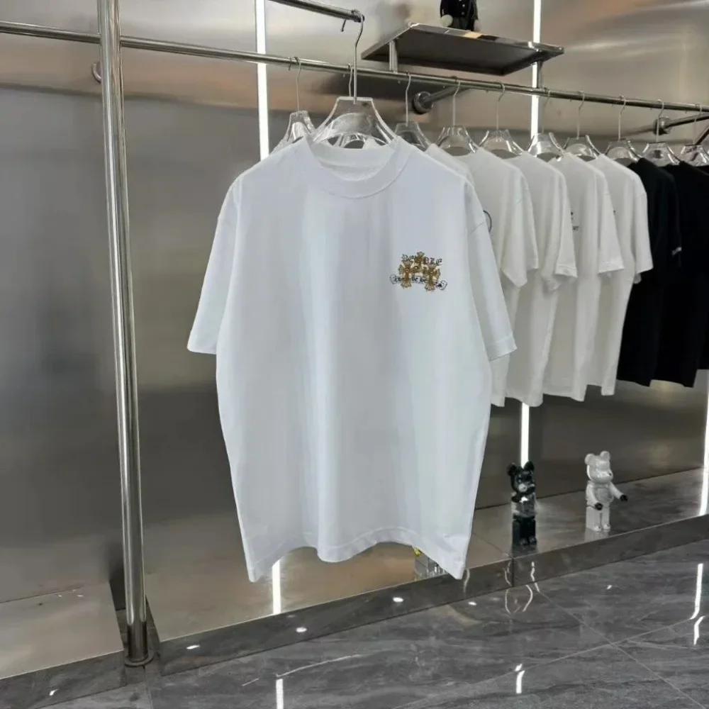 Camiseta masculina e feminina verão na moda marca de algodão de manga curta primavera outono marca de luxo design sentido moda y2k nicho topo