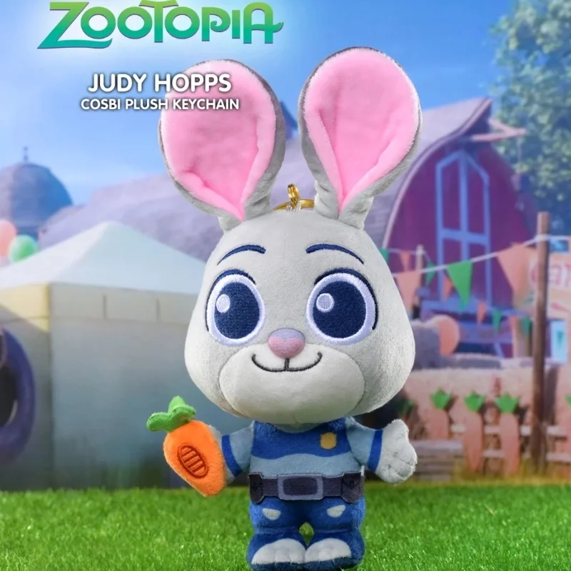 정품 주토피아 코스비 플러시 키체인 시리즈 액션 피규어 커스텀 플러시 인형 어린이 블라인드 박스 장식품 컬렉션 선물 장난감
