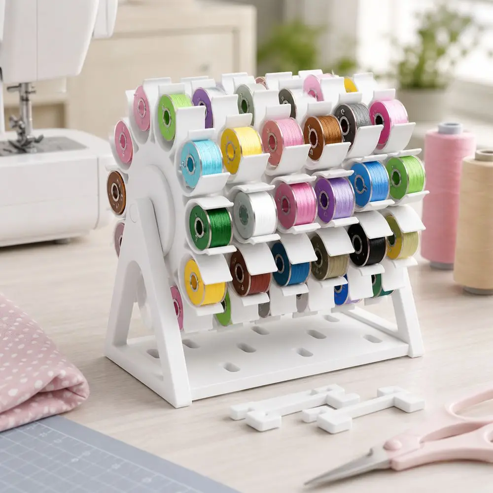 New Plastic Bobbin Organizer Rotating Structure Multi-Spindle Bobbin Holder Sewing Bobbin Rack Compact Storage