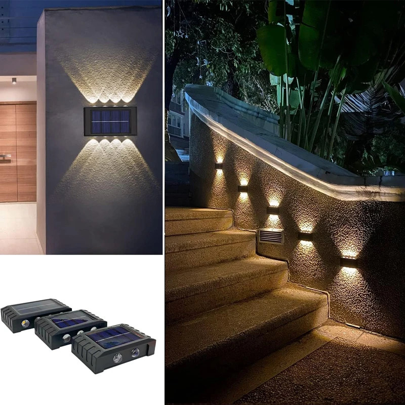 Outdoor Solar LED Wall Lights Waterproof Led Solar Lamp Up And Down Luminous Lighting For Garden Balcony Yard Street Decor Lamps