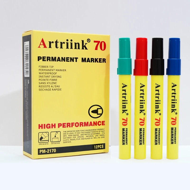 1/4pcs Permanent Marker,Waterproof,Quick Dry,Oil-Based Ink,Black,Blue,Red,Green,Industrial Markers,Line Drawing Pen