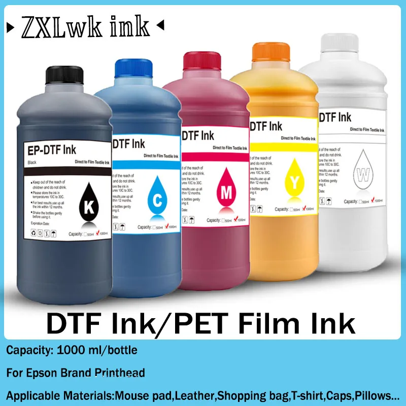 Tinta DTF Branca 1000ML para Epson I3200 P800 L1800 1390 L800 L805 1430 3880 R2400 P400 XP-15000, para Todas as Impressoras DTF, para Filme DTF