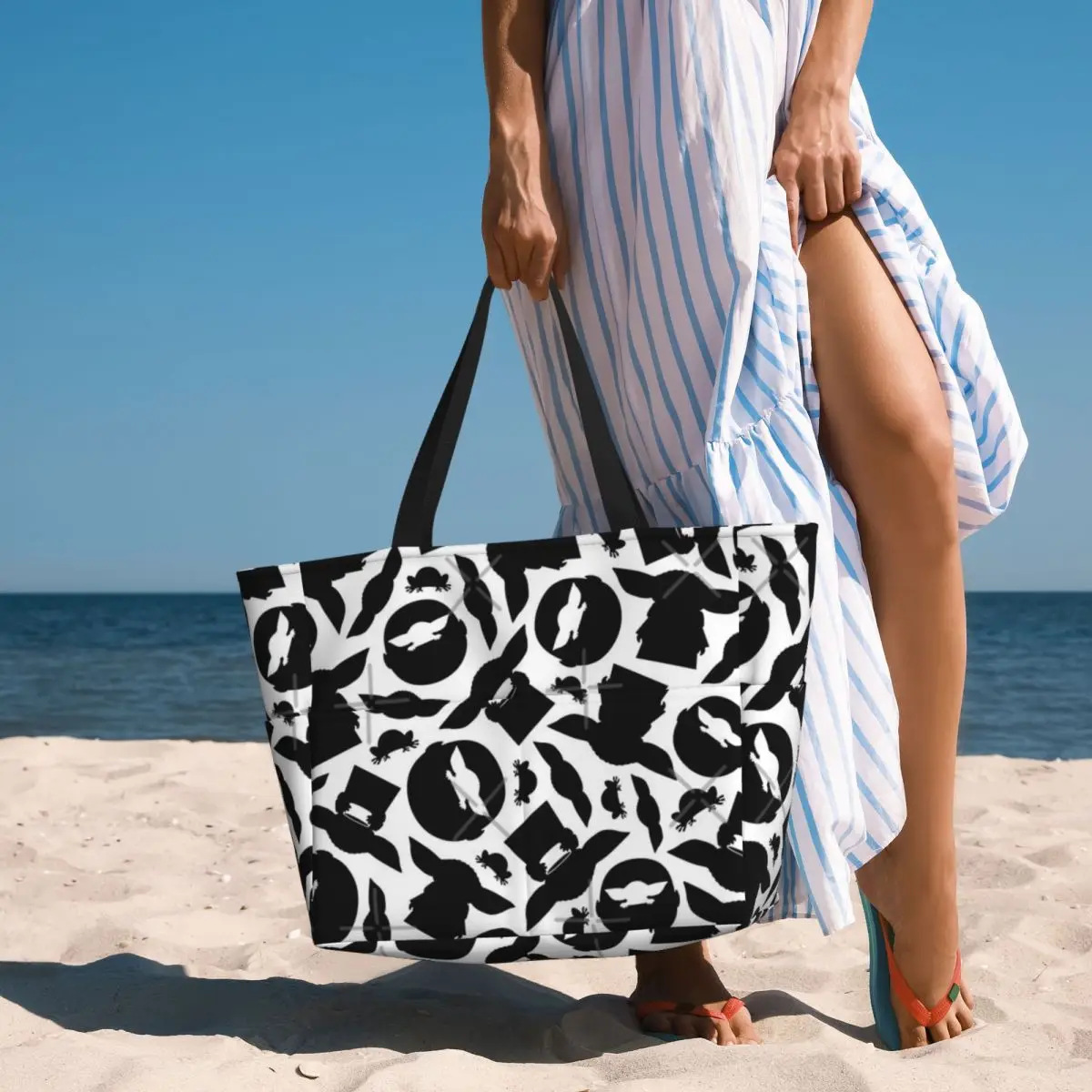 Monochrome Silhouetten Strand Reisetasche, Einkaufstasche beliebte praktische Reise Umhängetasche Multi-Style-Muster