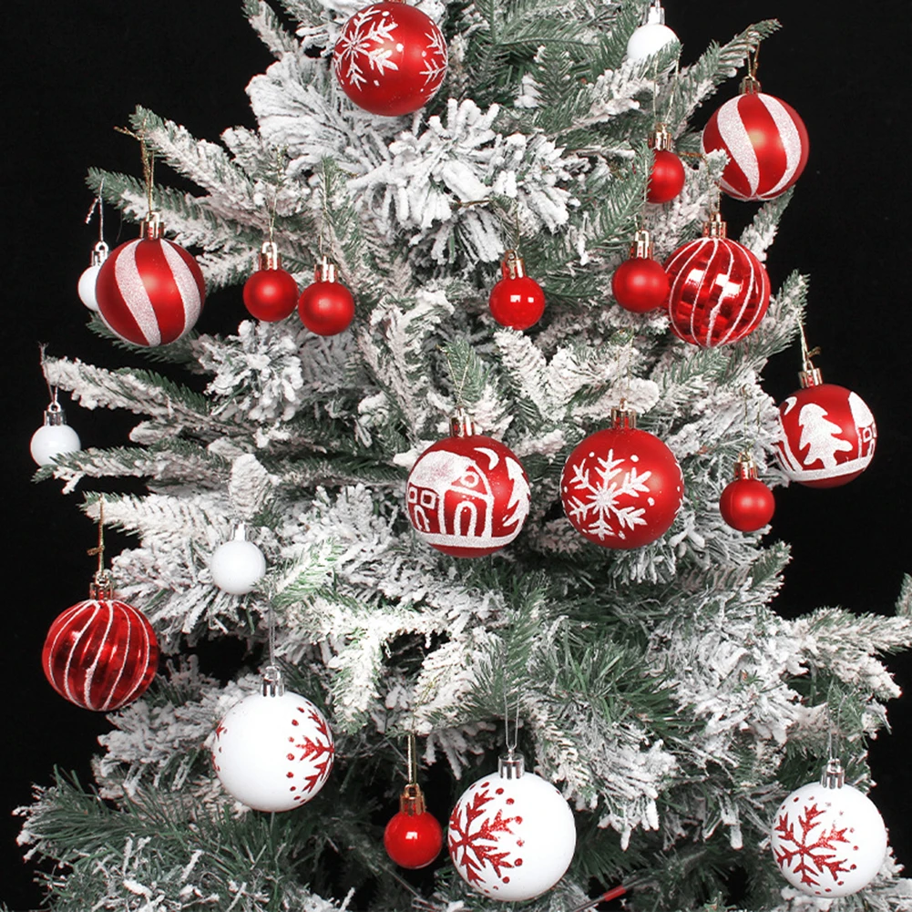 44pcs/set Plastic Christmas Ball Set, Electroplating Alien Painted Hanging Christmas Ball for Christmas Tree Wedding Party Decor