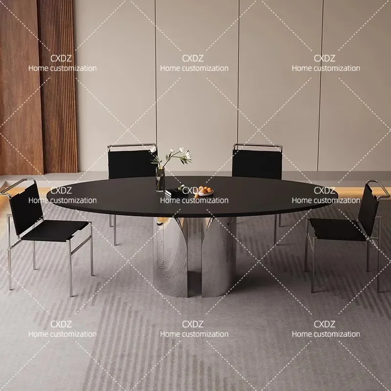 Modern Minimalist Oval Rock Slab Dining Table High End Art Stone Surface Simple Household Furniture for Living Room New Style