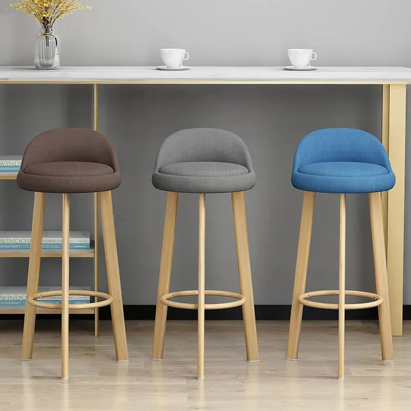 Simple Casual High Stools European Style Metal Leg Bar Chair Bar Stool Kitchen Backrest Chairs Dining Chairs Home Furniture