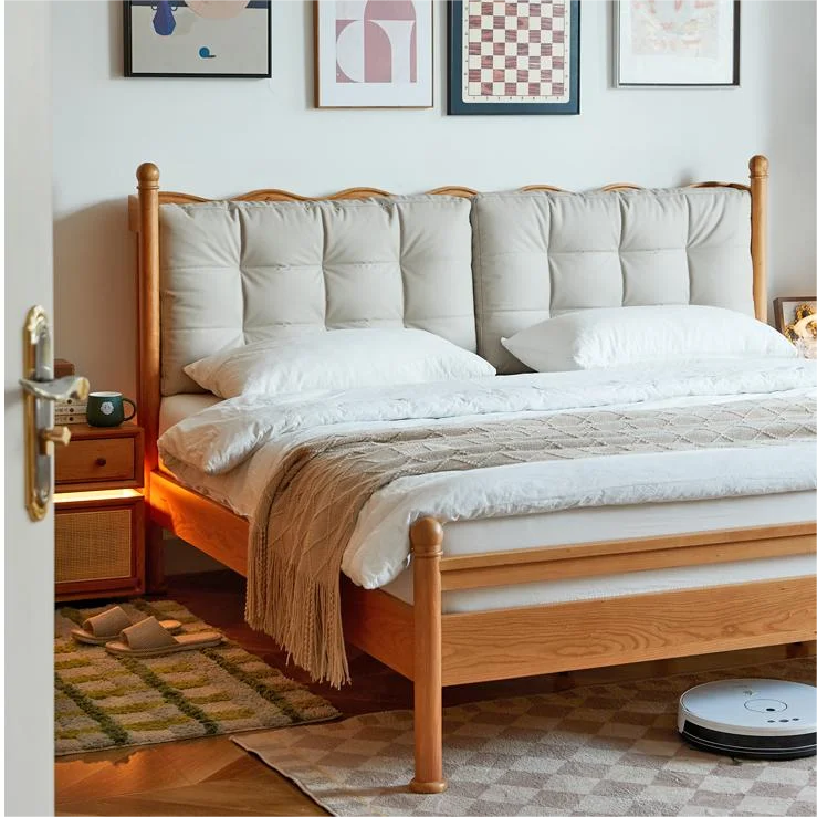 # Modern Style Soft Bed Upholstered Headboard Solid Oak Eco-Friendly King/Queen Size