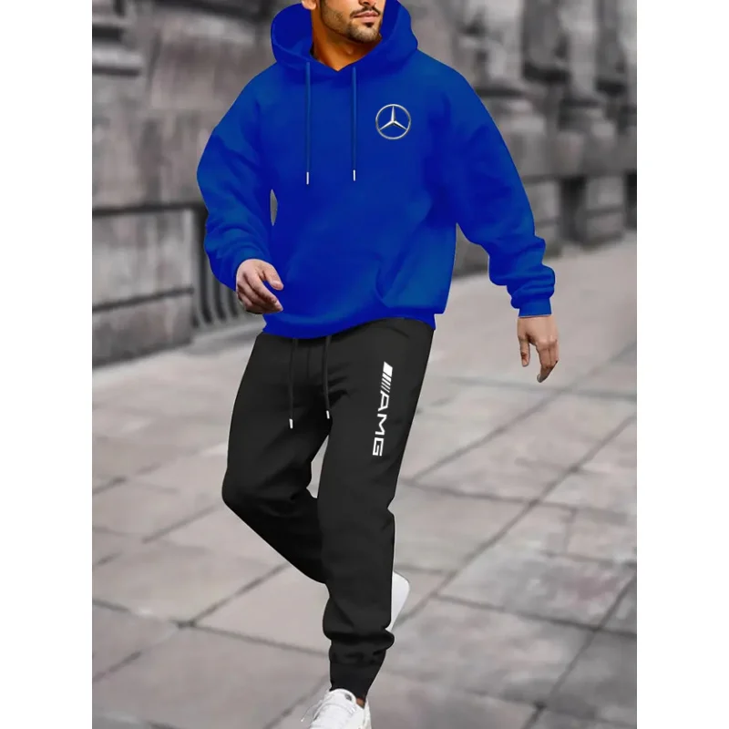 

Men's Mercedes Benz hoodie and sweatpants - Inspired lettering and logo print - Heavyweight 2 piece set, full zip